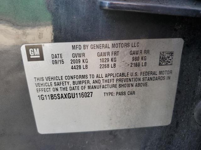 1G11B5SAXGU116027 - 2016 CHEVROLET MALIBU LIM LS გრაფიტი ფოტო 12
