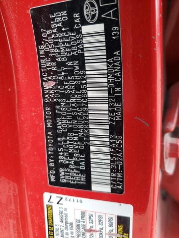 2T1KR32E97C685429 - 2007 TOYOTA COROLLA MA XR RED photo 12