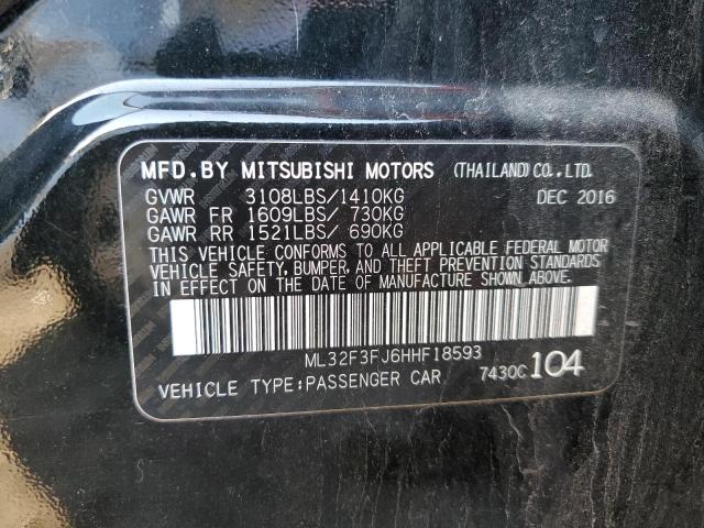 ML32F3FJ6HHF18593 - 2017 MITSUBISHI MIRAGE G4 ES შავი ფოტო 12