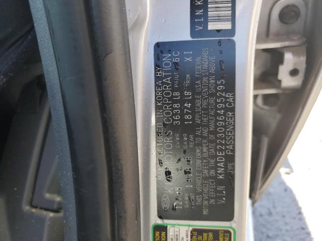 KNADE223096495295 - 2009 KIA RIO BASE SILVER photo 12