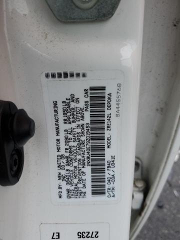 1NXBU40E79Z019453 - 2009 TOYOTA COROLLA BASE WHITE photo 12