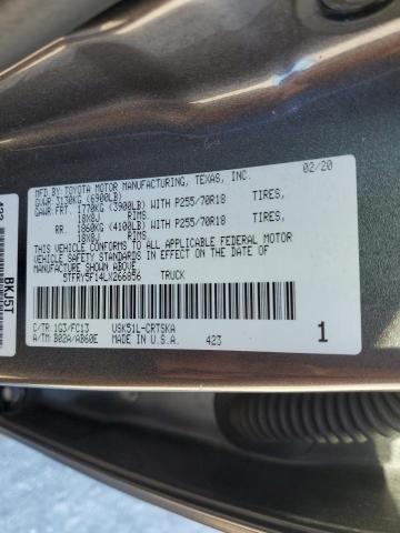 5TFRY5F14LX266856 - 2020 TOYOTA TUNDRA DOUBLE CAB SR/SR5 GRAY photo 12