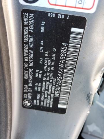 WBXPA934X4WA66854 - 2004 BMW X3 3.0I SILVER photo 12