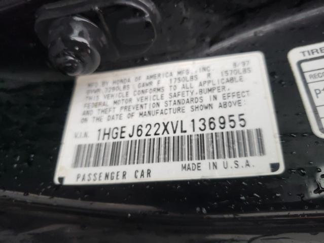 1HGEJ622XVL136955 - 1997 HONDA CIVIC DX BLACK photo 12