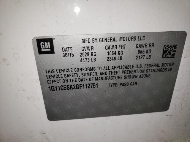 1G11C5SA2GF112751 - 2016 CHEVROLET MALIBU LIM LT 白色 照片 12