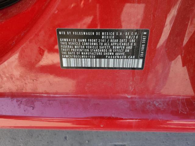 3VWC57BU3LM091559 - 2020 VOLKSWAGEN JETTA S RED photo 12