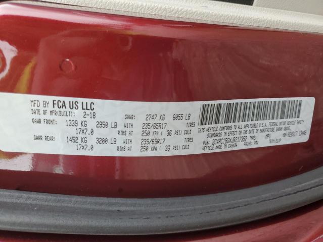 2C4RC1BGXJR217352 - 2018 CHRYSLER PACIFICA TOURING L MAROON photo 12