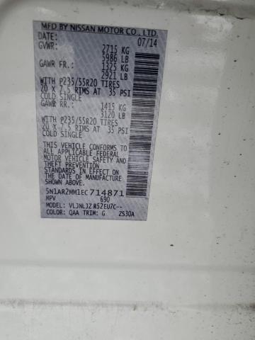 5N1AR2MM1EC714871 - 2014 NISSAN PATHFINDER S 白色 照片 13