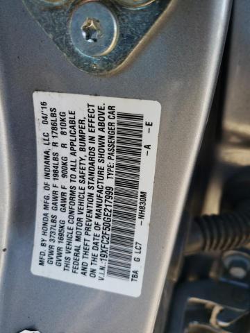 19XFC2F50GE217999 - 2016 HONDA CIVIC LX SILVER photo 12