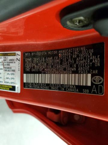 2T1KR32E96C608008 - 2006 TOYOTA COROLLA MA XR RED photo 12