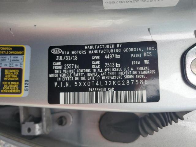 5XXGT4L32KG287586 - 2019 KIA OPTIMA LX SILVER photo 13