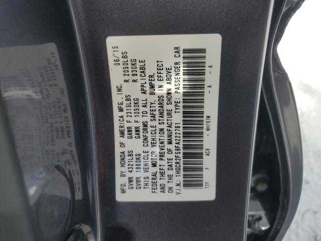 1HGCR2F58FA222761 - 2015 HONDA ACCORD SPORT GRAY photo 12