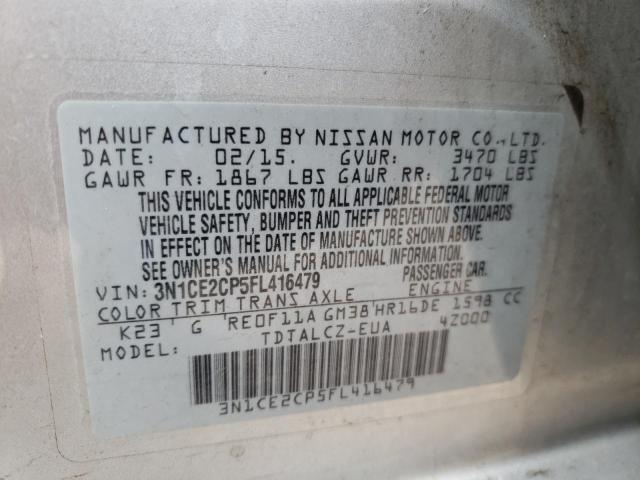 3N1CE2CP5FL416479 - 2015 NISSAN VERSA S SILVER photo 12