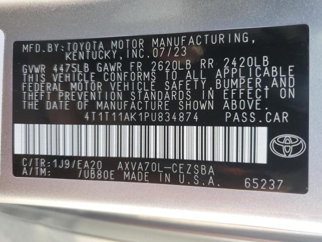 4T1T11AK1PU834874 - 2023 TOYOTA CAMRY SE NIGHT SHADE SILVER photo 13