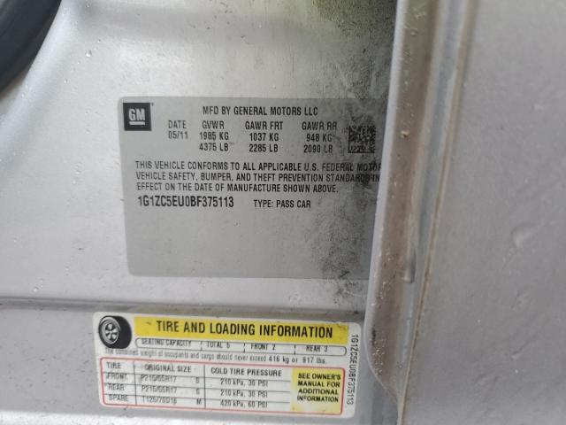 1G1ZC5EU0BF375113 - 2011 CHEVROLET MALIBU 1LT SILVER photo 12