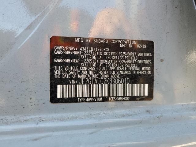 JF2GTAEC2K8306010 - 2019 SUBARU CROSSTREK PREMIUM 青绿色 照片 12