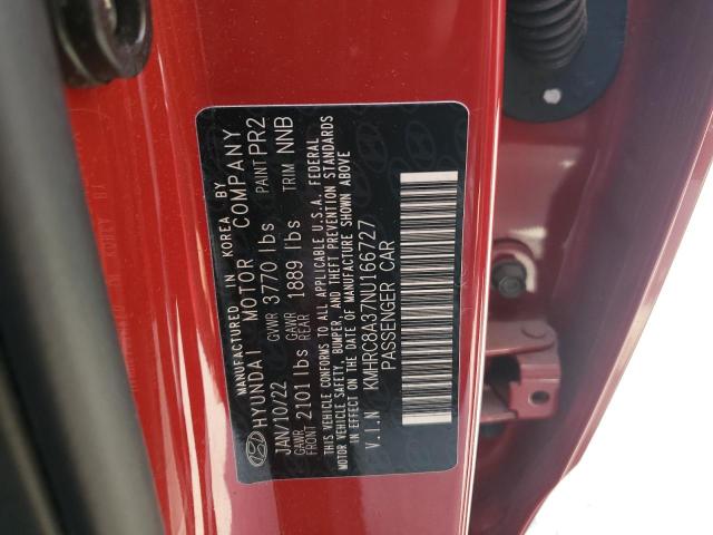 KMHRC8A37NU166727 - 2022 HYUNDAI VENUE SEL RED photo 12