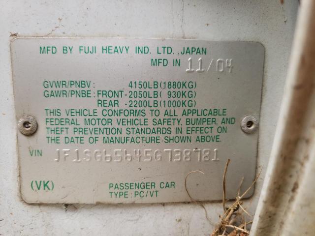 JF1SG65645G738781 - 2005 SUBARU FORESTER 2.5XS Белый фото 12