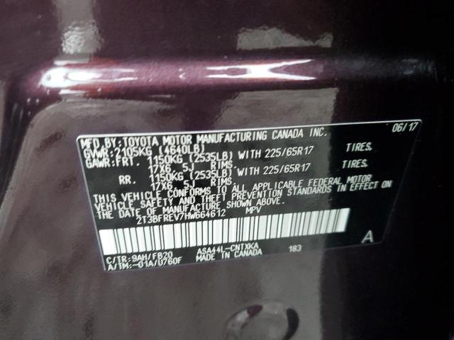 2T3BFREV7HW664612 - 2017 TOYOTA RAV4 LE BURGUNDY photo 13