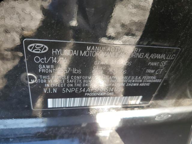 5NPE34AF3HH514172 - 2017 HYUNDAI SONATA SPORT BLACK photo 12