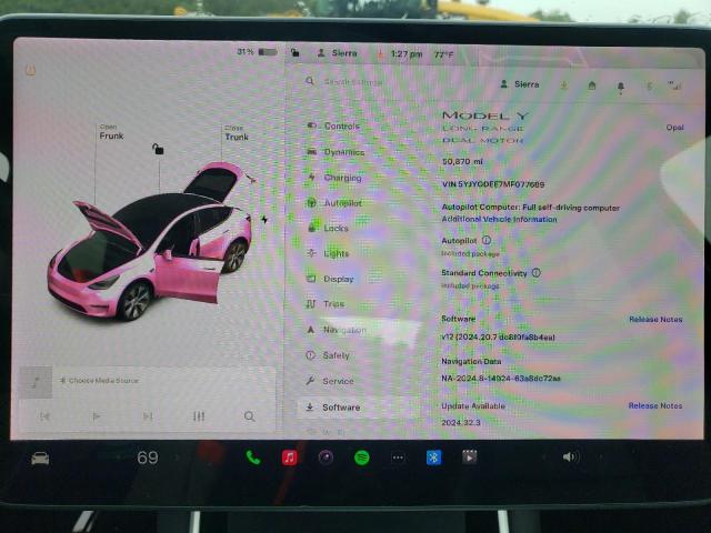 5YJYGDEE7MF077689 - 2021 TESLA MODEL Y WHITE photo 9