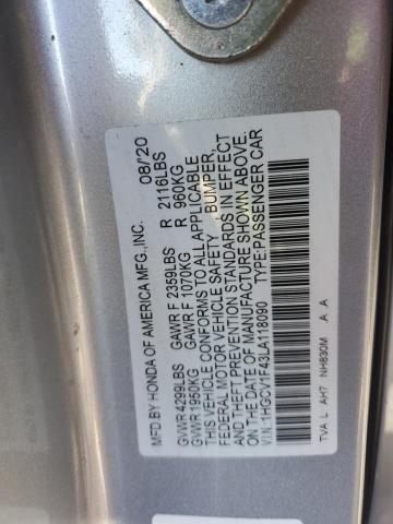 1HGCV1F43LA118090 - 2020 HONDA ACCORD EX SILVER photo 12