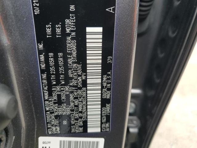 5TDGZRAH3NS538838 - 2022 TOYOTA HIGHLANDER XLE GRAY photo 12