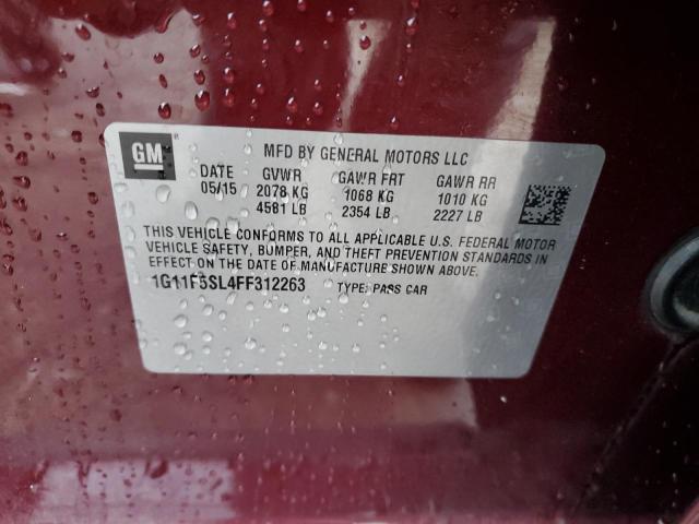 1G11F5SL4FF312263 - 2015 CHEVROLET MALIBU LTZ ბურგუნდია ფოტო 13