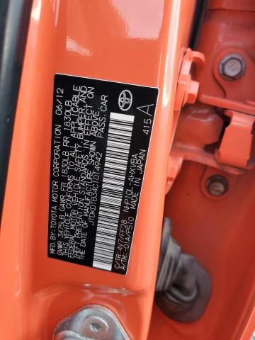 JTDKDTB34C1014942 - 2012 TOYOTA PRIUS C ORANGE photo 12