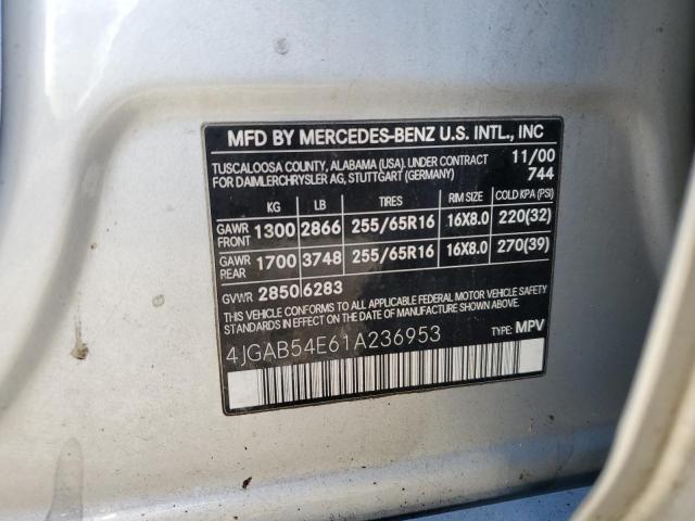 4JGAB54E61A236953 - 2001 MERCEDES-BENZ ML 320 SILVER photo 13