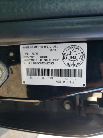 1HGCM56757A805906 - 2007 HONDA ACCORD EX BLACK photo 12