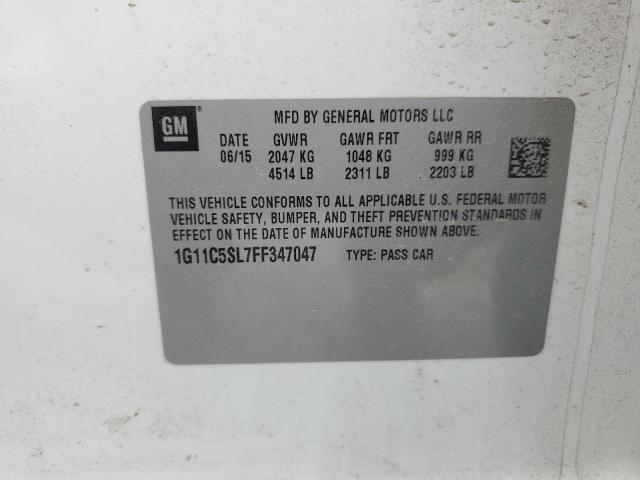 1G11C5SL7FF347047 - 2015 CHEVROLET MALIBU 1LT WHITE photo 12