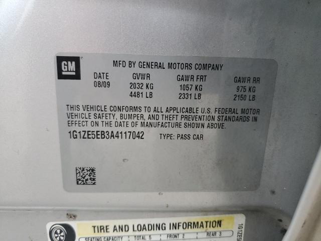 1G1ZE5EB3A4117042 - 2010 CHEVROLET MALIBU LTZ ვერცხლისფერი ფოტო 13