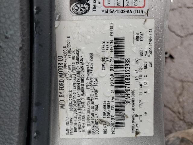 3FAHP07108R123988 - 2008 FORD FUSION SE SILVER photo 12