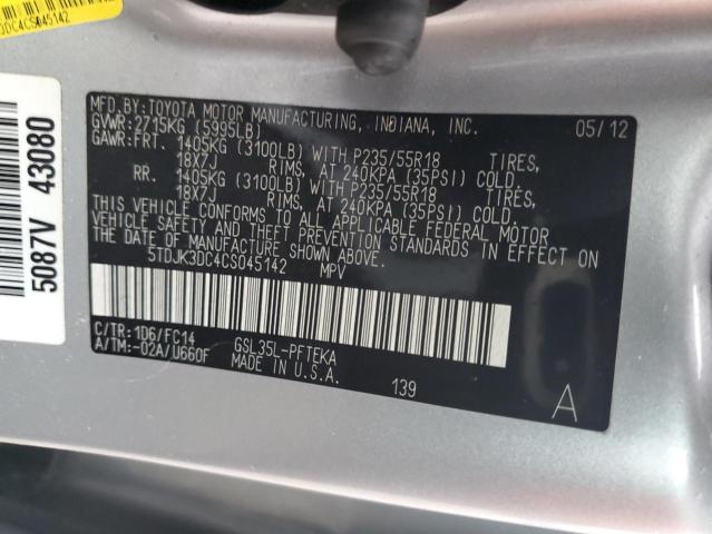 5TDJK3DC4CS045142 - 2012 TOYOTA SIENNA LE SILVER photo 13