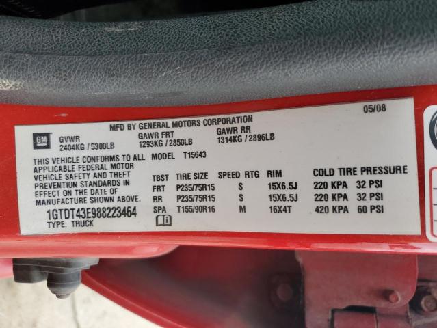 1GTDT43E988223464 - 2008 GMC CANYON SLE RED photo 13