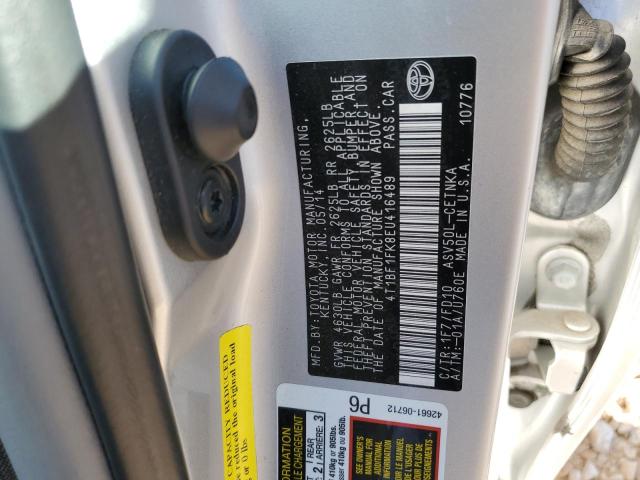 4T1BF1FK8EU416489 - 2014 TOYOTA CAMRY L SILVER photo 12