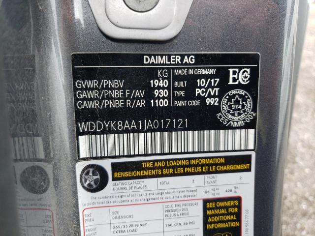 WDDYK8AA1JA017121 - 2018 MERCEDES-BENZ AMG GT C GRAY photo 12