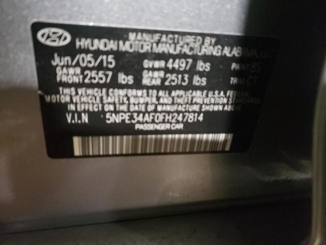 5NPE34AF0FH247814 - 2015 HYUNDAI SONATA SPORT GRAY photo 12