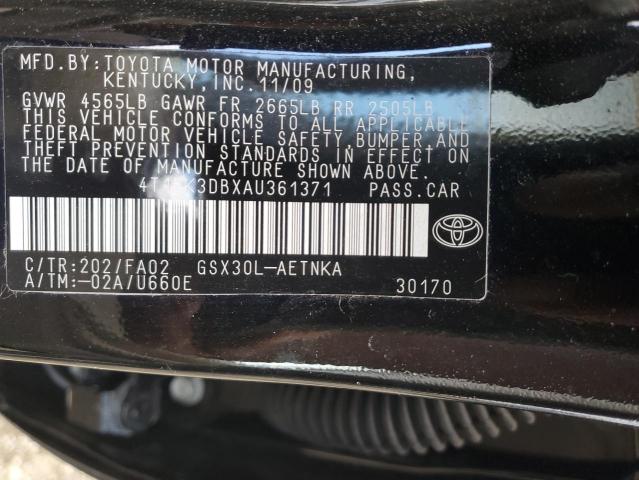 4T1BK3DBXAU361371 - 2010 TOYOTA AVALON XL BLACK photo 12