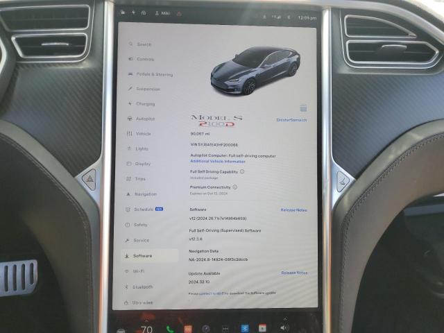 5YJSA1E43HF200066 - 2017 TESLA MODEL S CHARCOAL photo 9