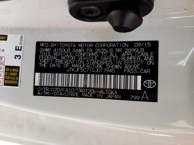 JTKJF5C71GJ017945 - 2016 TOYOTA SCION TC 白色 照片 12