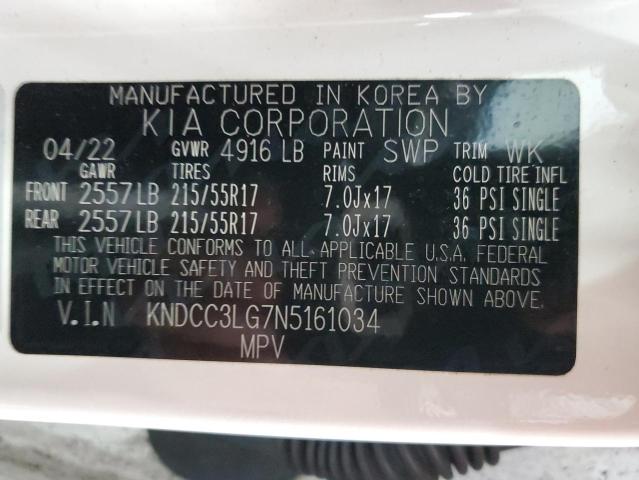 KNDCC3LG7N5161034 - 2022 KIA NIRO S WHITE photo 12