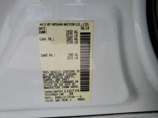 1N4AL3AP5FC110726 - 2015 NISSAN ALTIMA 2.5 WHITE photo 13