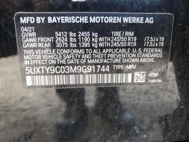 5UXTY9C03M9G91744 - 2021 BMW X3 XDRIVEM40I BLACK photo 13