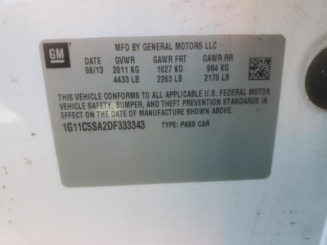 1G11C5SA2DF333343 - 2013 CHEVROLET MALIBU 1LT WHITE photo 13