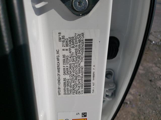 1HGCV1F50JA237401 - 2018 HONDA ACCORD EXL WHITE photo 13