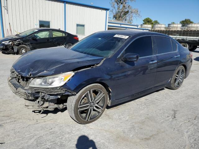 1HGCR2F51GA216818 - 2016 HONDA ACCORD SPORT BLUE photo 1