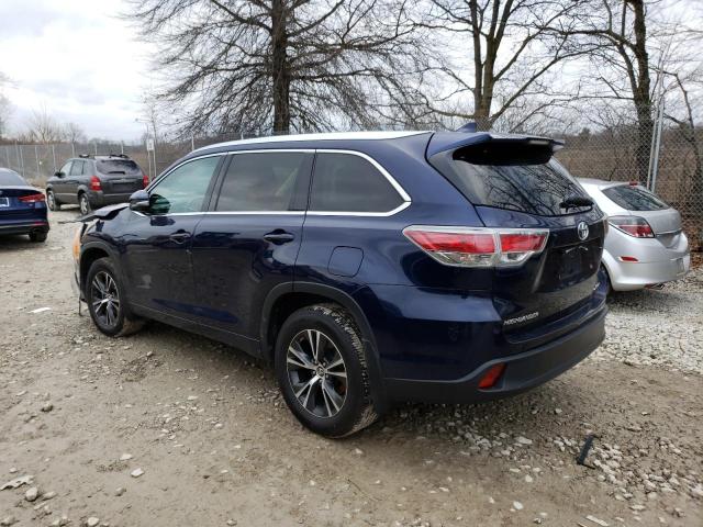 5TDJKRFHXGS333510 - 2016 TOYOTA HIGHLANDER XLE BLUE photo 2