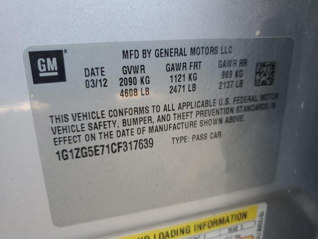 1G1ZG5E71CF317639 - 2012 CHEVROLET MALIBU LTZ 银色 照片 13